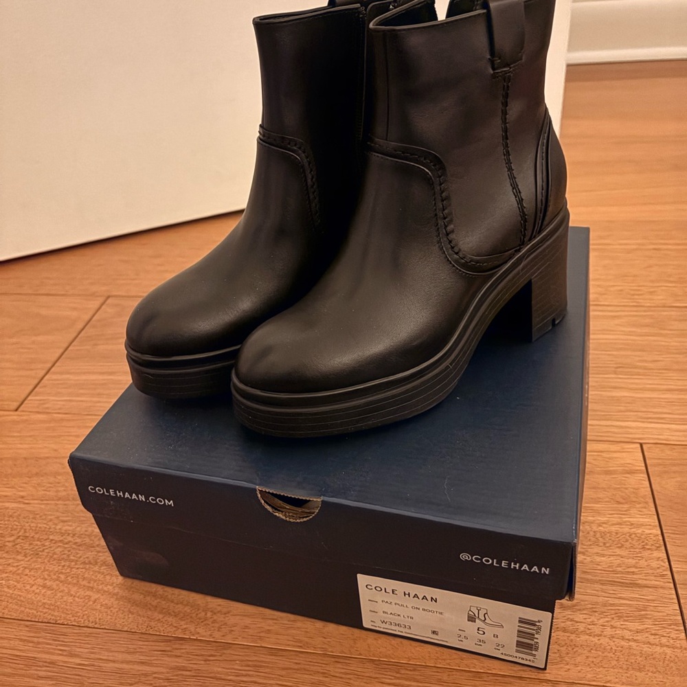 Cole Haan Black Platform Ankle Boots